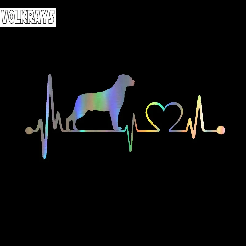 

Виниловые наклейки Volkrays, креативные автомобильные Стикеры, с изображением сердечного ритма, собаки, 16 х5 см