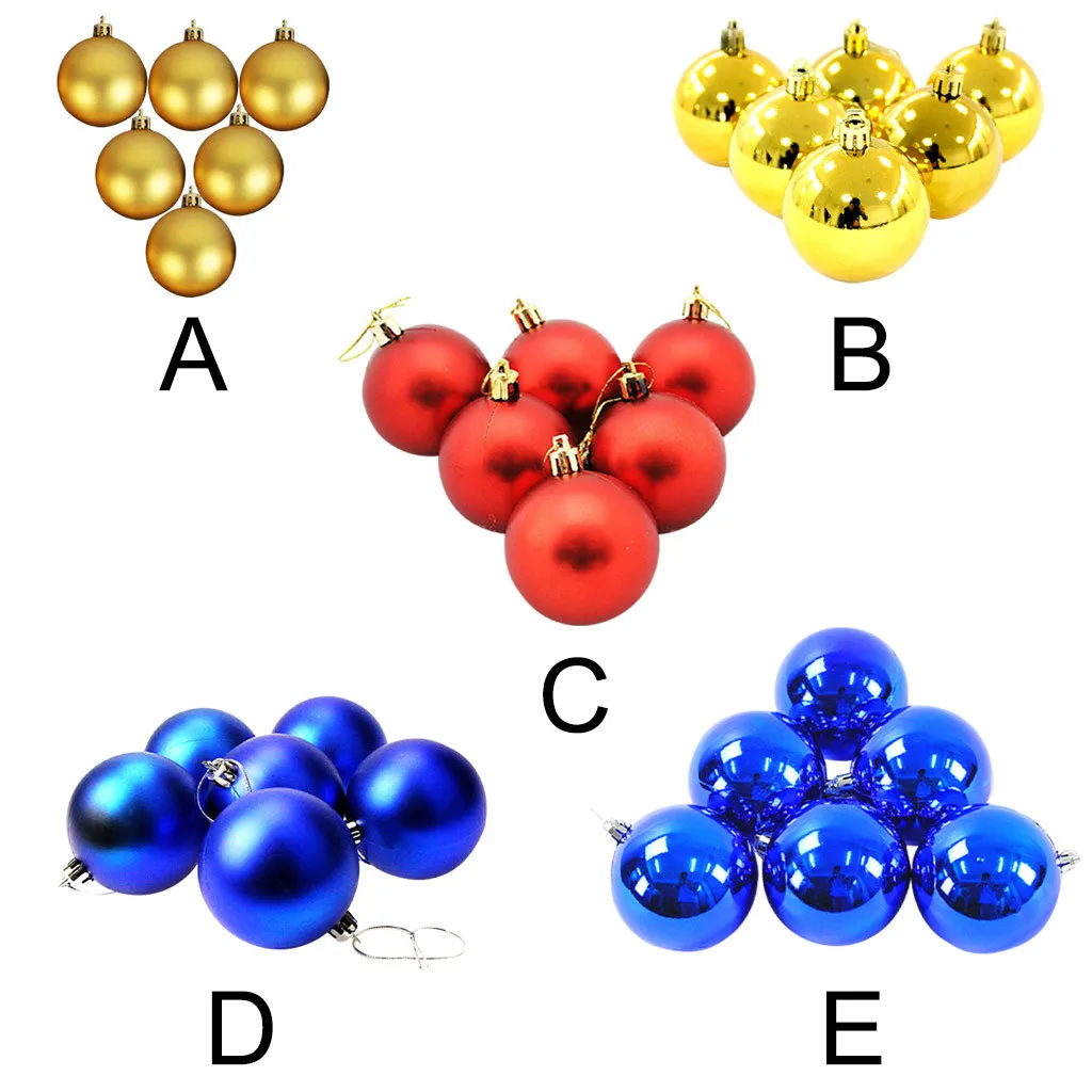 

6Pcs Christmas Balls Baubles Party Xmas Tree Decorations Hanging Ornament Decor Mini Multi Colored Christmas Balls Decorations B