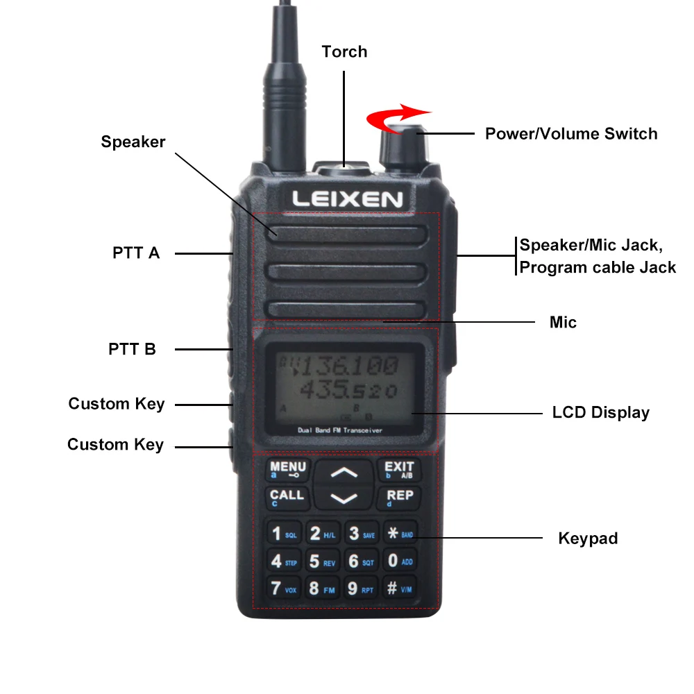 Реальная рация 10-20 км LEIXEN UV-25D UHF VHF Двухдиапазонная двойная PTT двойной прием 20 Вт