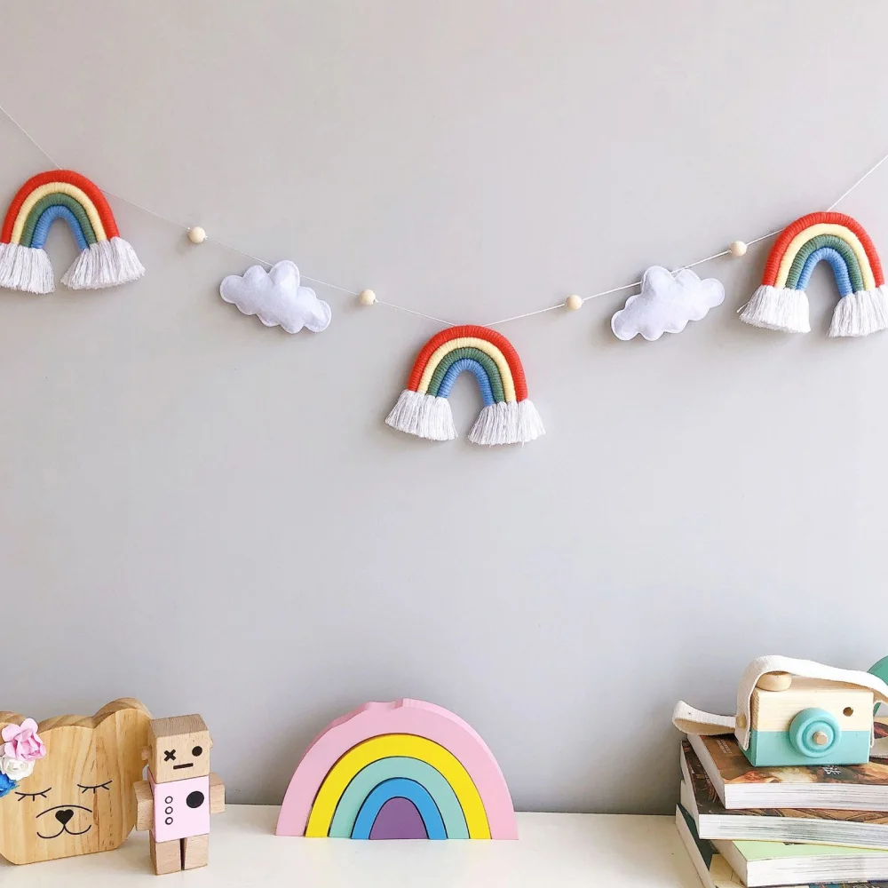 

1Pc Rainbow Cloud Bead String Children Bedroom Hanging Decoration Crib Pendant