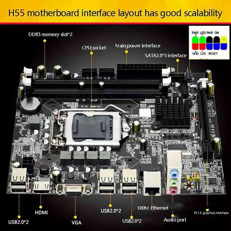 H55 материнская плата LGA 1156 DDR3 для процессора LGA1156Core I3 I5 I7 | Компьютеры и офис