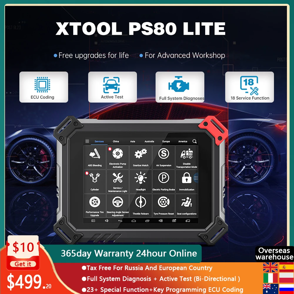 

XTOOL PS80 Lite полная система OBD2 диагностический инструмент IMMO DPF TPMS сброс автомобильного сканирования считыватель кодов бесплатное онлайн обно...