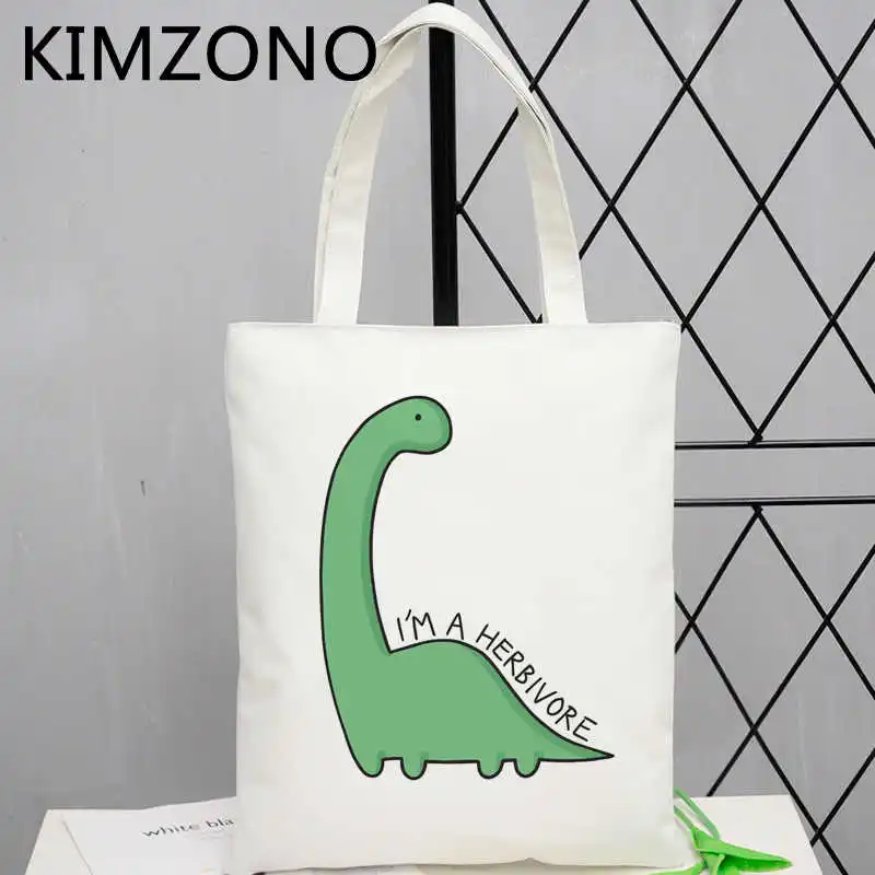 

Сумка для покупок с динозавром, bolso хлопковый джутовый мешок, сумка для покупок из переработанной ткани