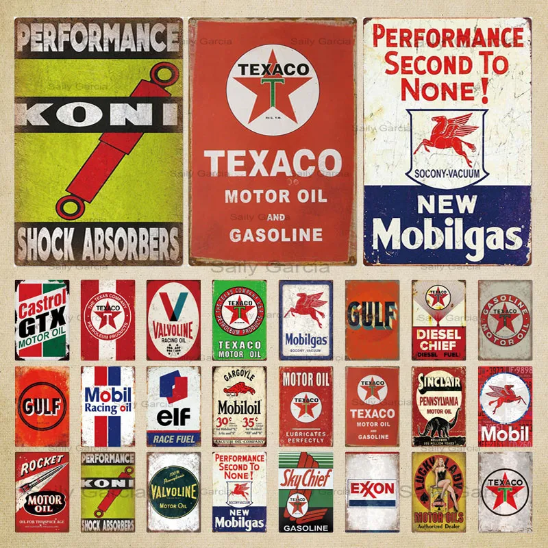 

Gulf Motor Oil Plaque Tin Signs Vintage Retro Garage Decor Bar Pub Gas Gasoline Decorative Plate Texaco Wall Poster