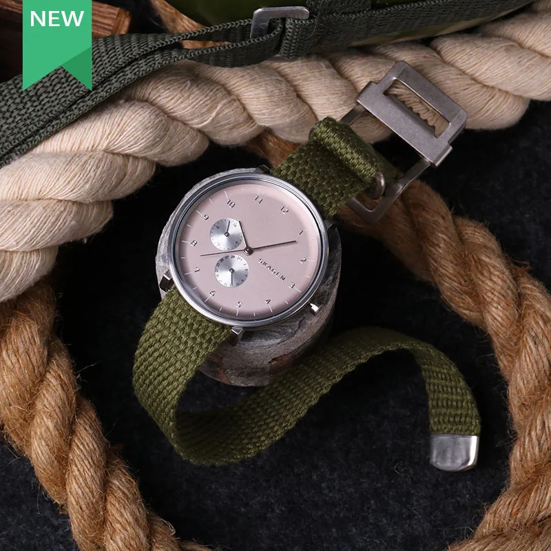 Weave Canvas Nato Strap 20mm 22mm Zulu Watch Strap Blue Green Replacement Wristband For Man Military Watch