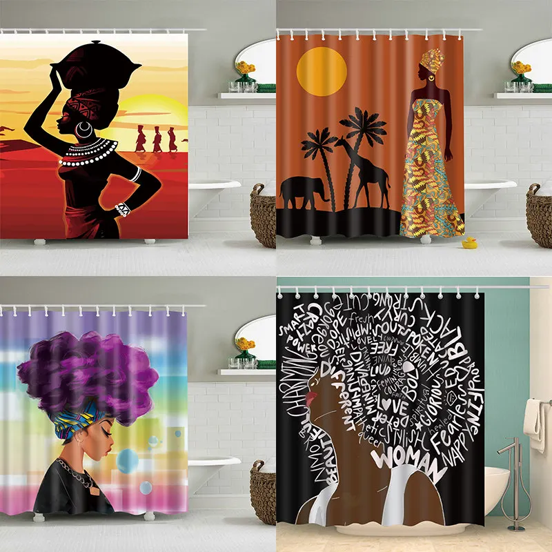 Штора для душа в африканском стиле женская водонепроницаемая декоративная