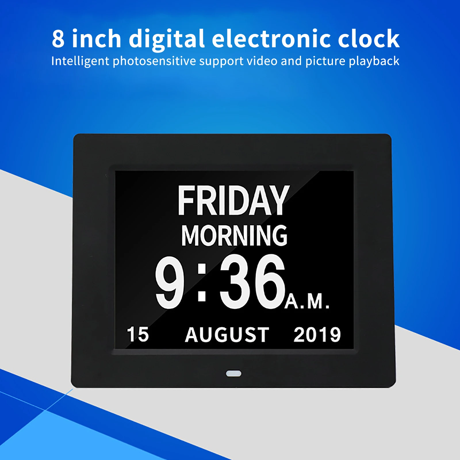 

8.0 Screen Multifunctional Clock Digital Alarm Snooze Display Time Table Desktop Home Decor Electric Clock Adjustable Brightness