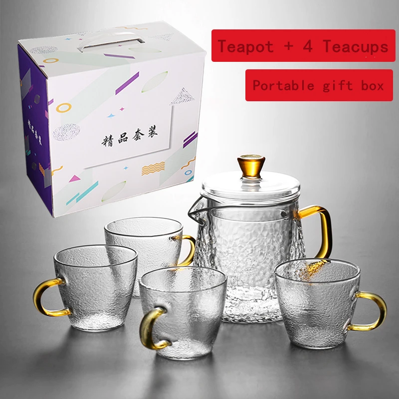 

Home Office Glass Teapot Set Heat Resistant High Temperature Explosion Proof Teaware Inuser Tea Set