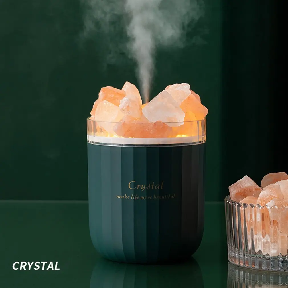 

USB Rechargeable Air Fragrance Spray Crystal Salt Stone Lamp Humidifier High Efficiency Atomization System