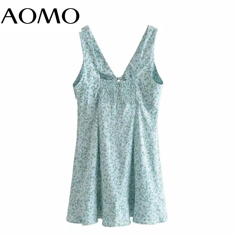 

AOMO Fashion Flowers Print Tank dresses for women 2021 Back Strethy Female Casual Dress 3H733A