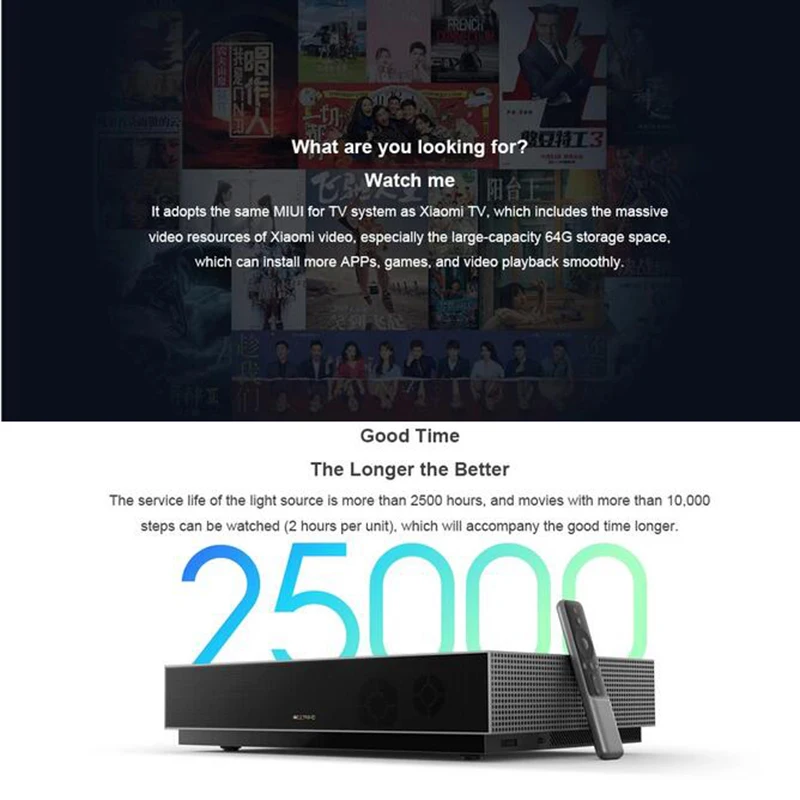 Лазерный проектор Fengmi 4K глобальная версия дюйма для кинотеатра Android TV 2100ANSI Google