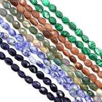 natural stone oval faceted beads agate malachite beads diy jewelry bracelet necklace accessories combination creative wholesale