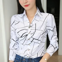 jfuncy plus size women tops and blouses 2020 stripe print elegant long sleeve office lady work wear shirts female slim blusas
