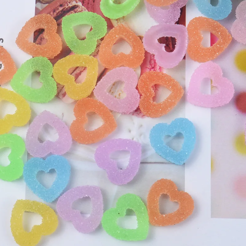 

20pcs/bag Simulation Soft Candy Heart Donuts Super Light Clay Slices Additives Slider Slime Supplies DIY Materials Popular Toys
