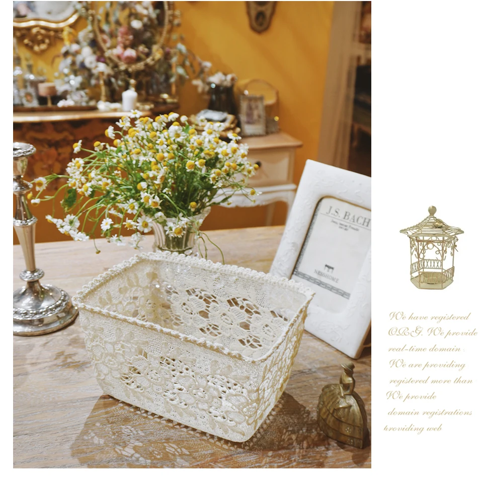 

Snack Nordic White Storage Basket Lace Woven Luxury Desk Organizer Serving Tray Bedroom Cesto Ropa Sucia Storage Basket EK50SB