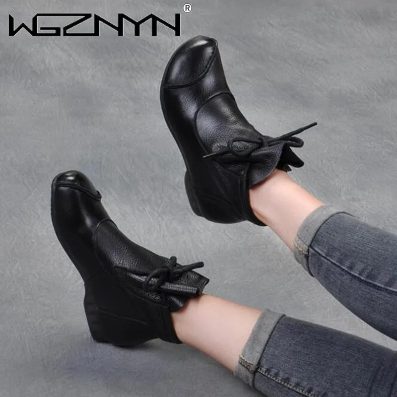 Ботильоны женские из натуральной кожи простые удобные ботинки на мягкой подошве