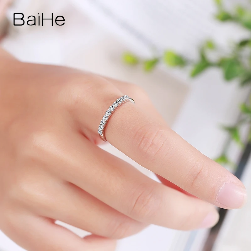 BAIHE чистое 14k белое золото SI/H натуральное кольцо с бриллиантами для мужчин и
