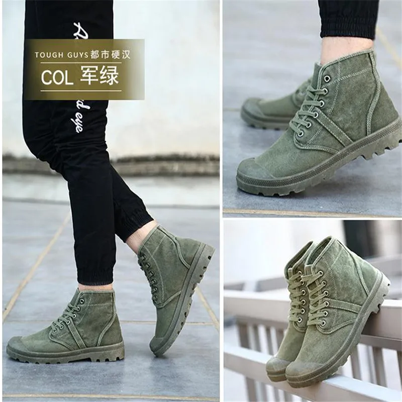 Туфли мужские высокие из денима на шнуровке повседневные износостойкие