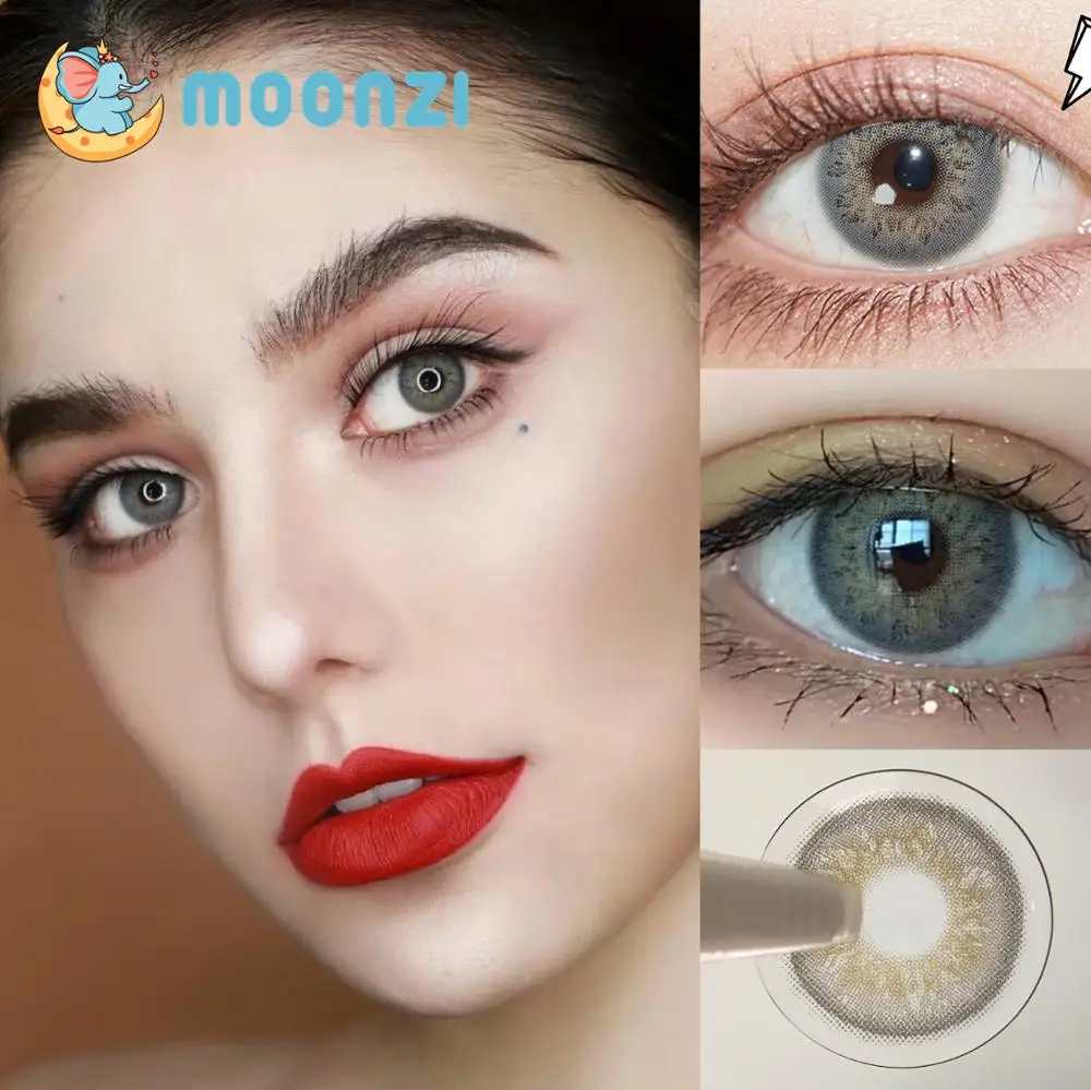 

MOONZI russian girl gray crazy contact lens small Beautiful Pupil Contact Lenses for eyes new make up yearly degree Myopia