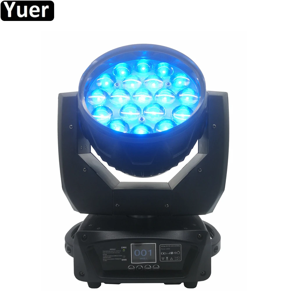 Движущаяся головка 19X15W Zoom Wash Led RGBW 4 в 1 движущийся головной свет 19 глаз с лучом