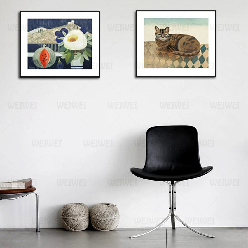 Картина маслом для стола обеденная ленивая кошка искусственный венок пикника на