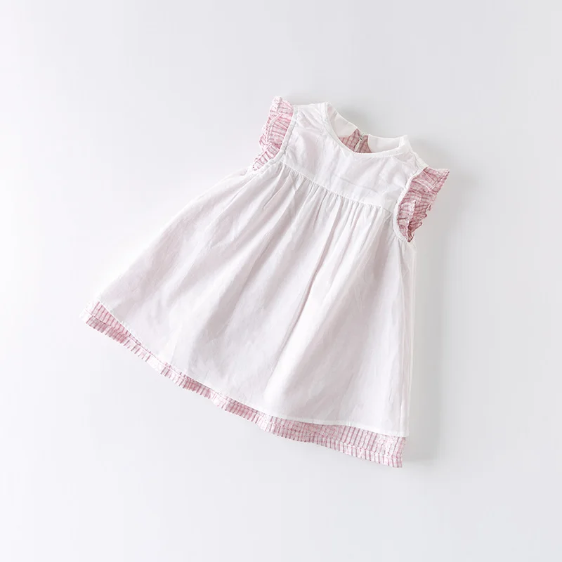 Dave bella/DB12970 летнее платье с бантом для маленьких девочек Полосатое рюшами модные