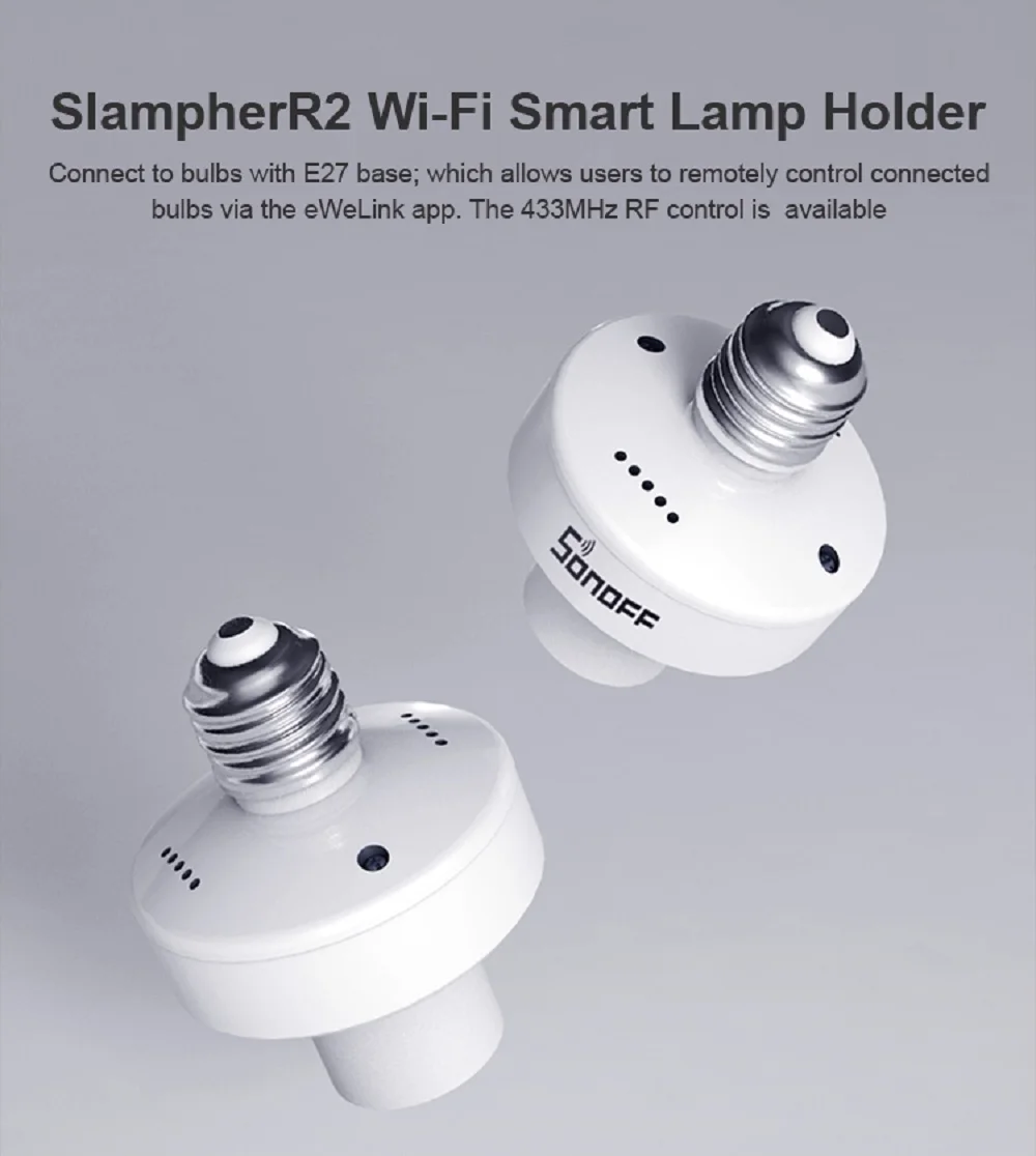 SONOFF Slampher E27 лампа/светильник/держатель лампы 433 МГц RF/wifi/APP eWelink пульт дистанционного управления умная Поддержка Google домашняя Автоматизация Alexa