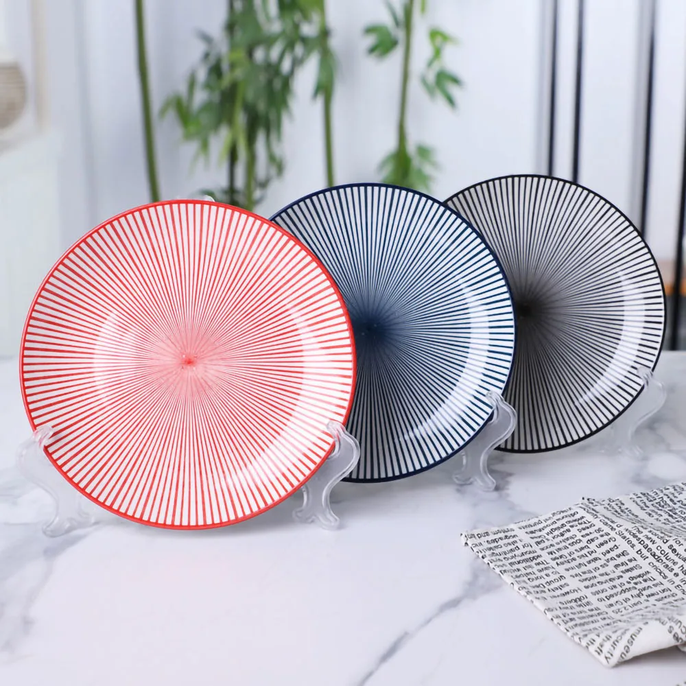

8-10 inch Colorful Dinner Plate Under-glazed Ceramic Dishes Dessert Tray Steak Dinnerware Microwave Safe Wholesale