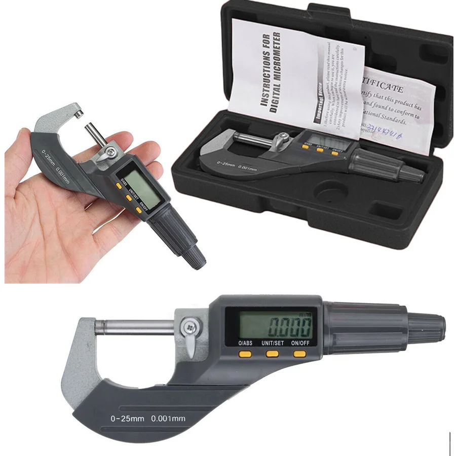 

Digital Display Caliper Outer Diameter 0-25mm Spiral Metal Micrometer Electronics Measuring Instruments Woodworking Hand Tool