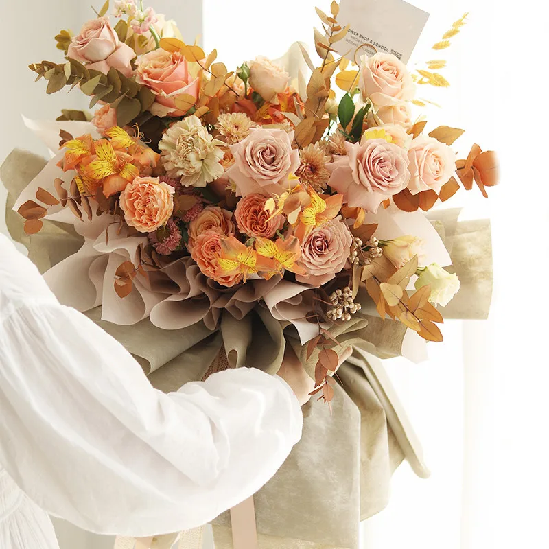 

60cm*15yards/roll Roll Flower Bouquet Wrapping Paper Thick Non-woven Cotton Liner Paper Flower Shop DIY Gift Packaging Material