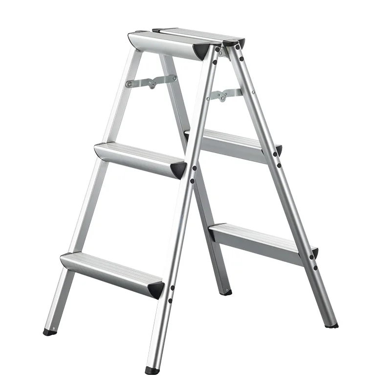 3 Step Aluminum Alloy Folding Ladder, Double-Sided Household Stair, Widened Thickening Photography Indoor Tool