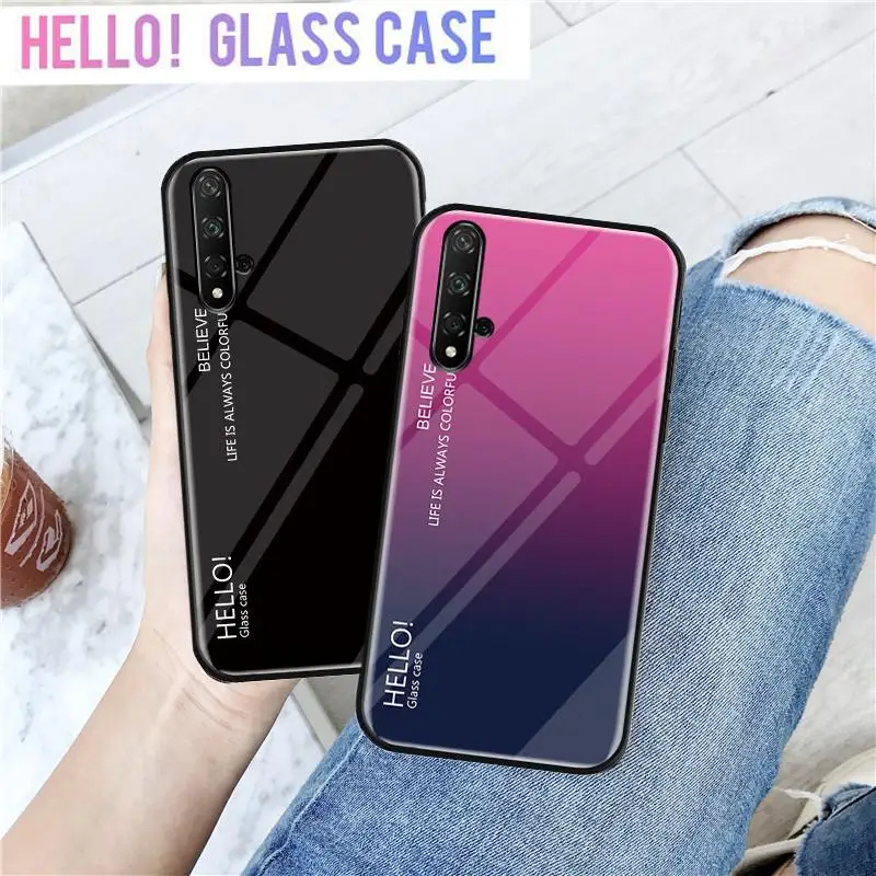 Градиентный чехол из закаленного стекла для Huawei P Smart Plus 2019 P30 P20 Pro P10 Lite Honor 20 10 9 8 lite