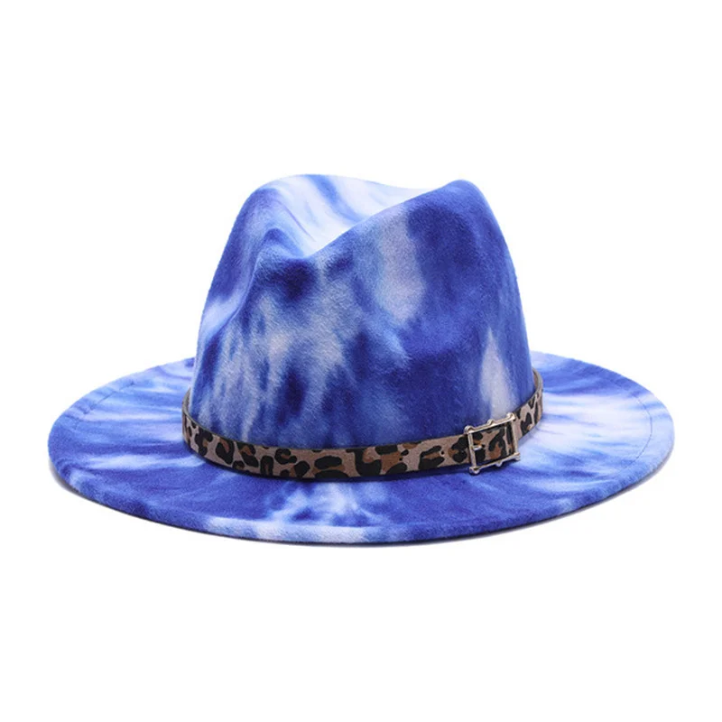 

Wool Leopard Belt Hat Fedora Felt Hat Wide Brim Dress Panama Hat Trendy Special Style Ladies Trilby Gambler Fashion Hat Cowboy