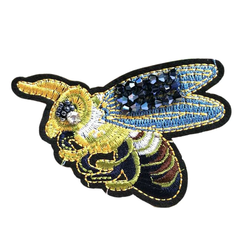 Нашивки ручной работы с бисером в виде пчелы нашивки пайетками для одежды
