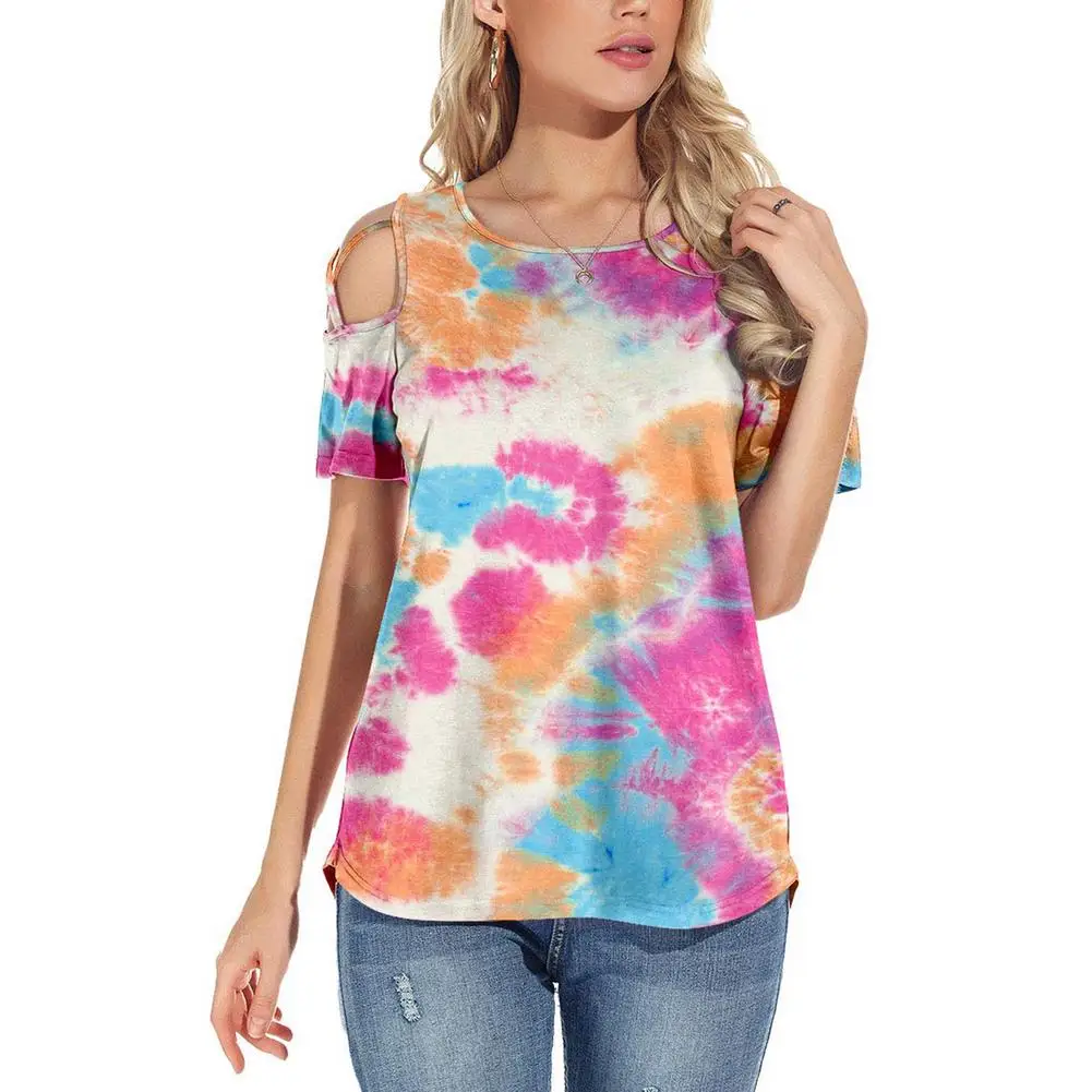 Футболка женская с коротким рукавом пикантный окрашенный Топ Повседневная
