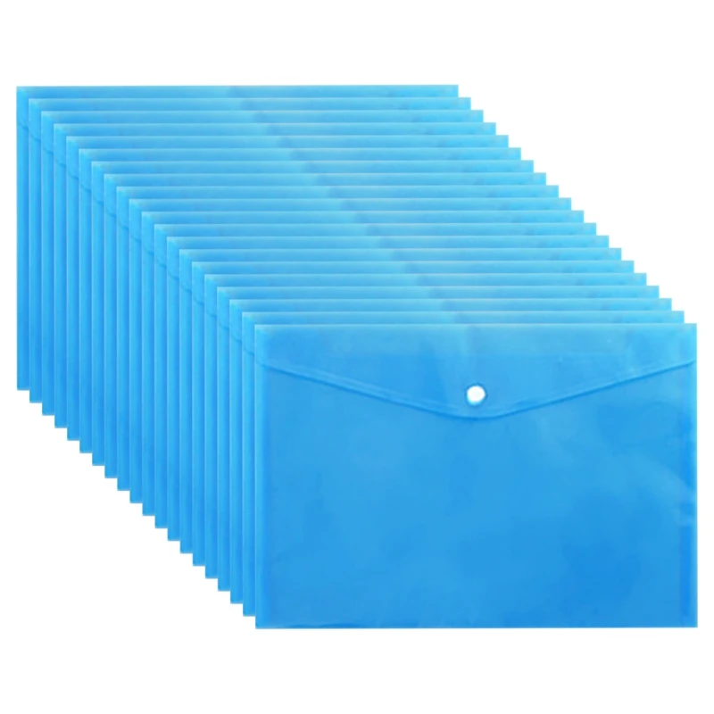 

20pcs Waterproof A4 File Bag Button Airtight Folder Document Paper Organizer