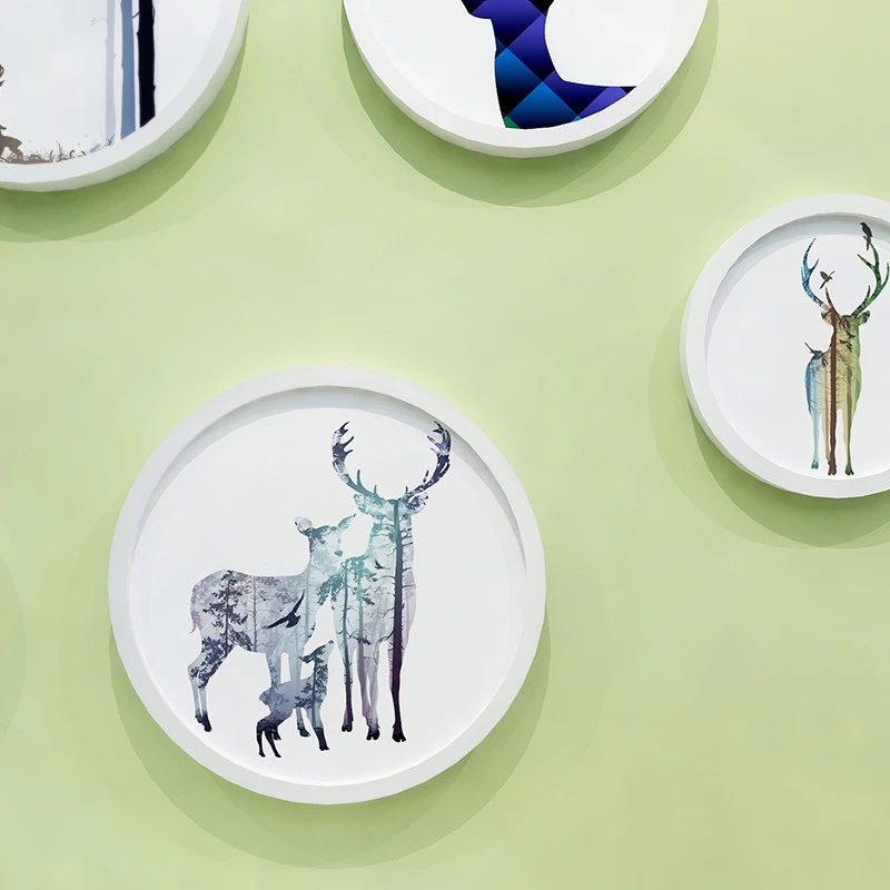 Креативная круглая деревянная фоторамка простая красочная Современная