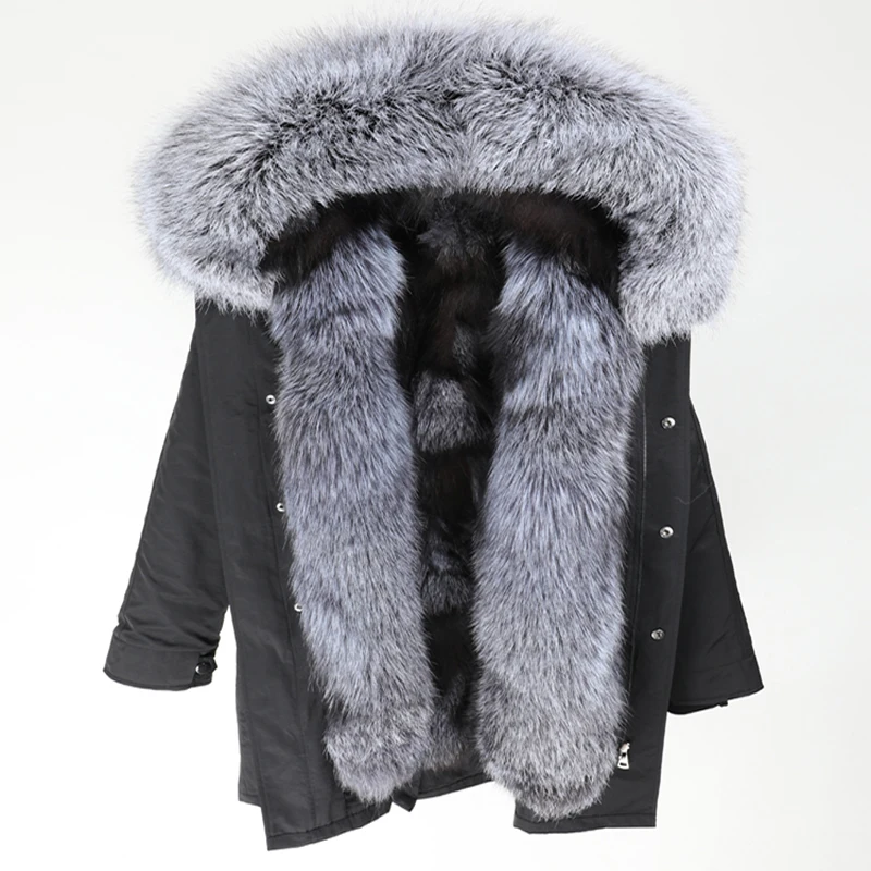 Теплое Мужское пальто Зимняя длинная куртка 2019 новое черное из натурального меха