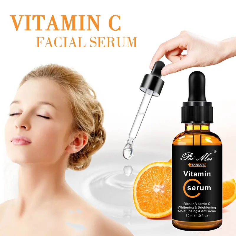 

100% Pure Vitamin C Serum Liquid Freckle Removal Acne Scars moisturizing Acid Anti-wrinkle VC Face Serum Fade Melanin 30ML