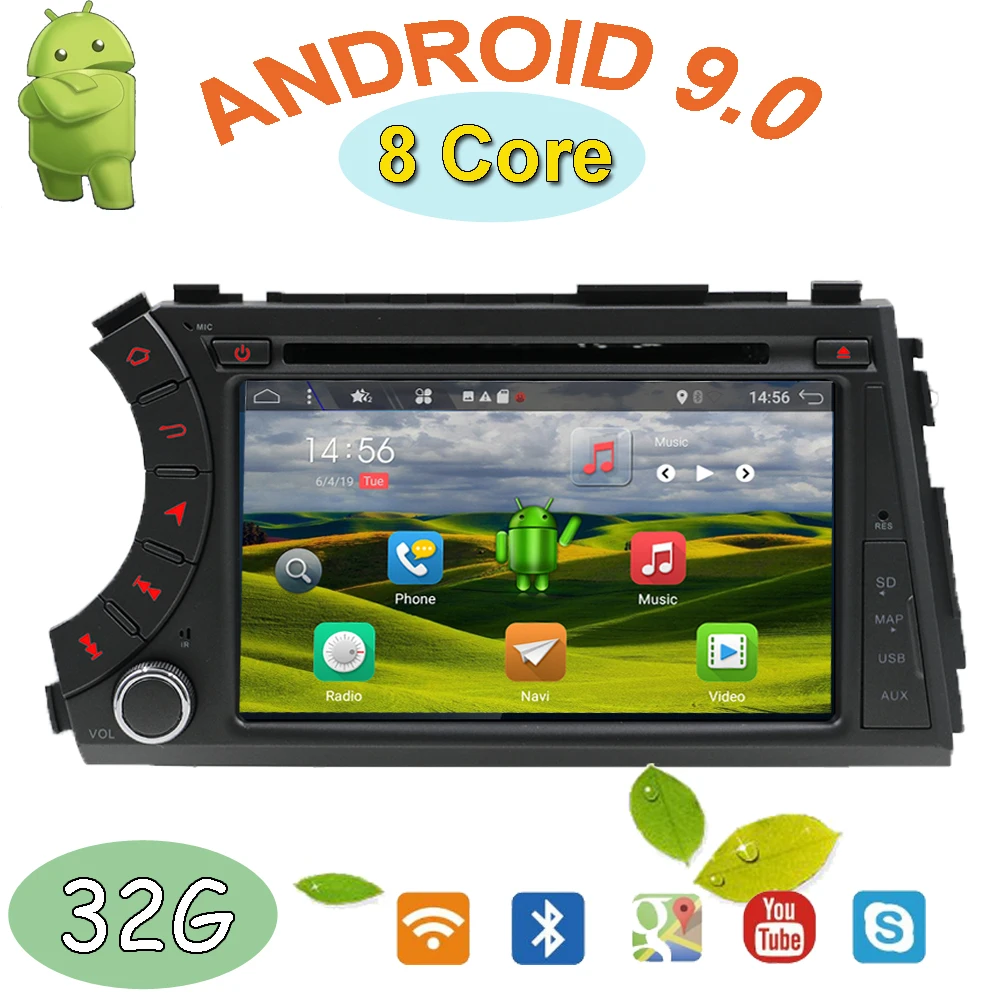 2 din автомобильный dvd gps плеер для ssangyong Kyron Actyon Автомагнитола Android 9,0 Восьмиядерный Wifi BT Радио 2 Гб ram 1024*600 экран RDS