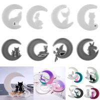 smiley moon resin mold mirror moon fawn cat silicone molds wolf angel clay plaster casting mould for diy crafts epoxy resin tool