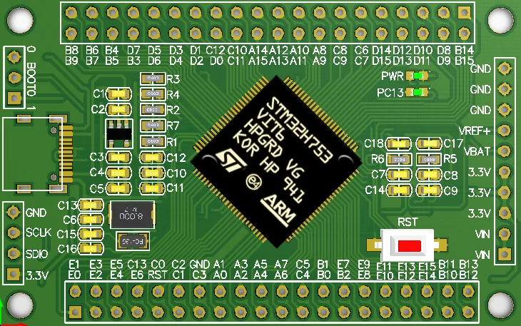 

STM32H753VIT6 Single-chip Microcomputer H7 Core Board Large-capacity New Product Development 100PIN Evaluation Board USB