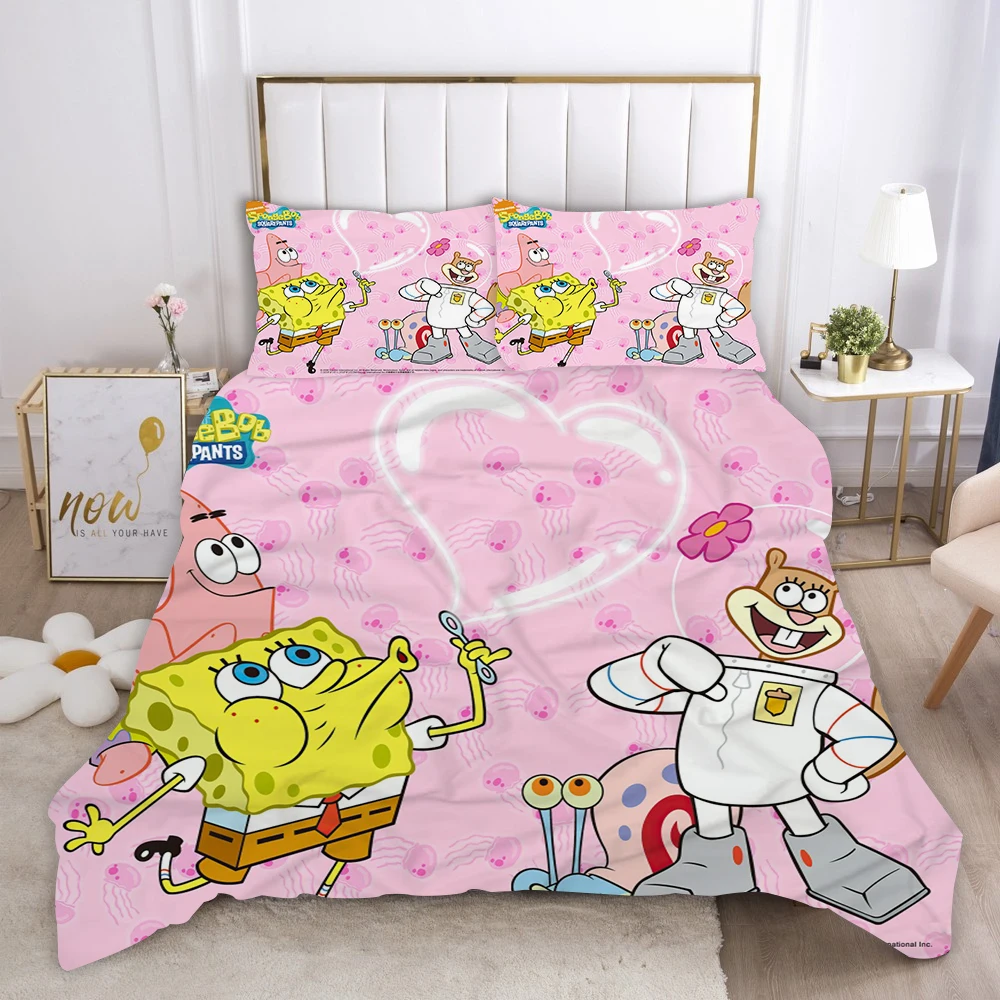 

Комплект постельного белья с маленькой губкой и маленькой морской звездой с 3D принтом, комплект пододеяльника, покрывала, домашний текстил...