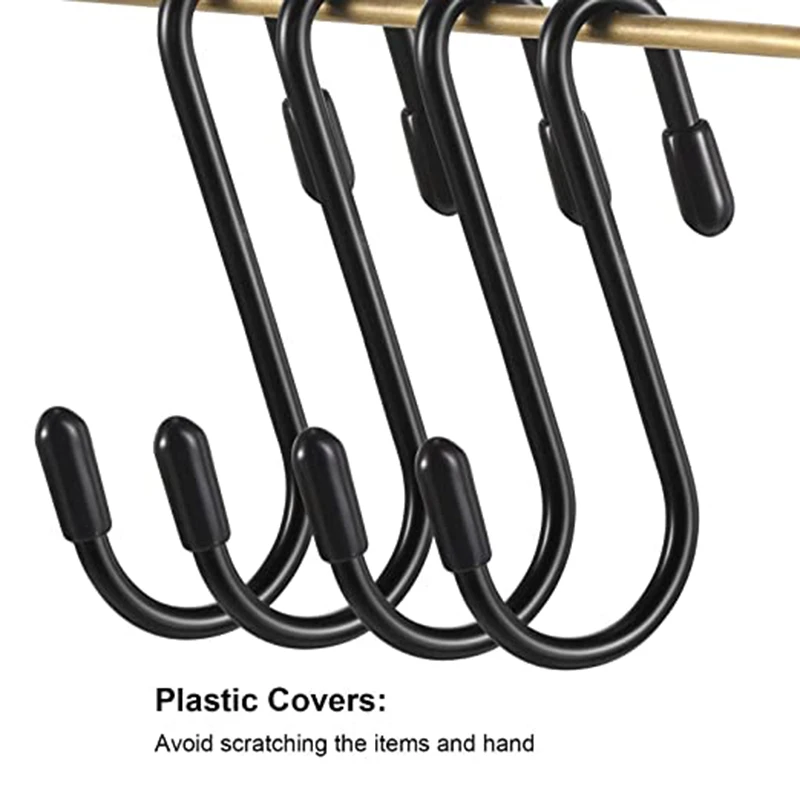 

Black S Shaped Metal Hooks Hanging Heavy Duty Hooks Hanger For Kitchen Bathroom Bedroom Office Pan Coat Bag Plants