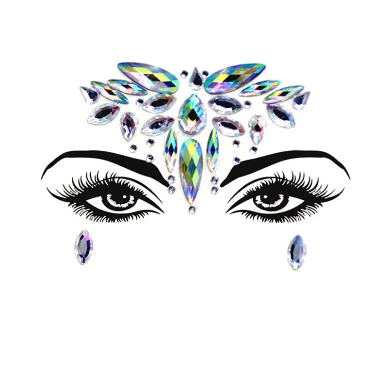 Acrylic Resin Drill Diamond Face Jewelry Women Masquerade Party Decor Diy Eyebrow Eye Stickers Colorful Crystal | Дом и сад