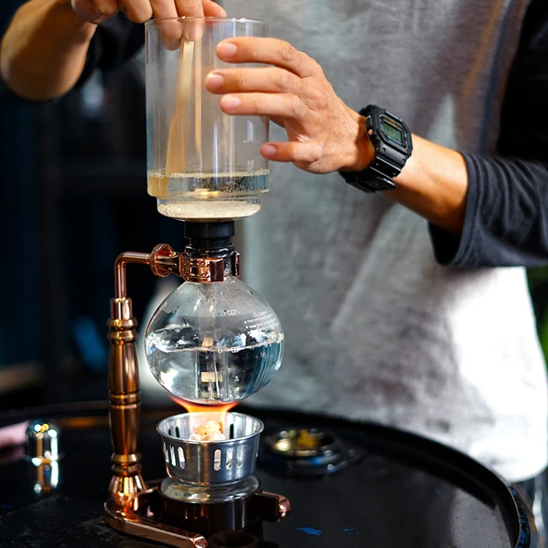 Japanese Style Siphon Coffee Maker Tea Pot Vacuum Coffeemaker Glass Type Machine Filter 3Cups Rose Gold | Дом и сад