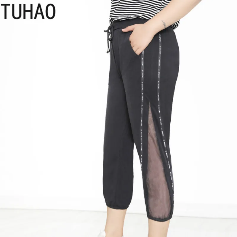 

TUHAO Mother Mom Summer Pant Plus Size 10XL 8XL 6XL Women's High Waist Stretch Seven-point Pants Summer Casual Pants Female WM01