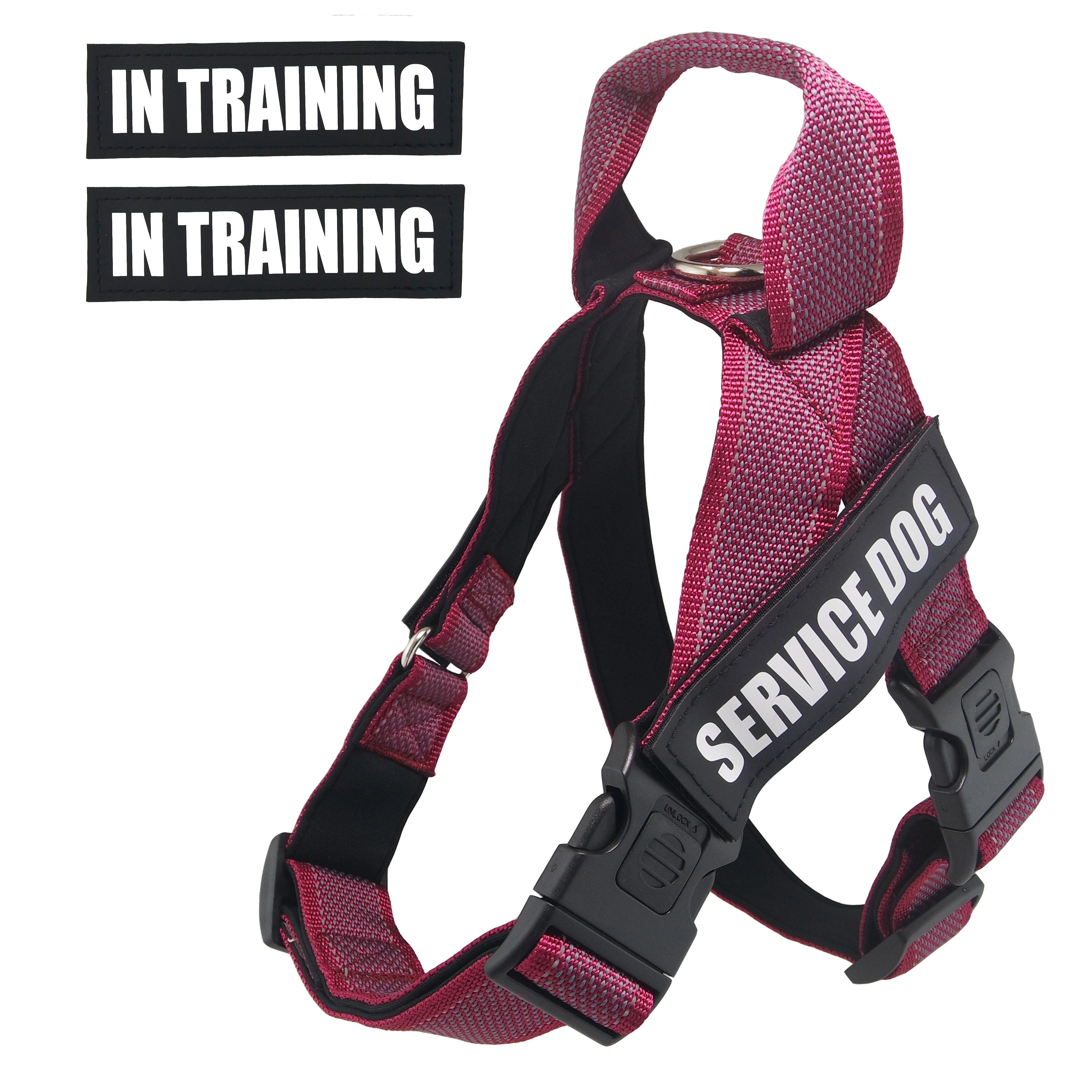 

Lightweight Service Dog Vest/Harness with Handle and 2 Free Removable SERVICE DOG & 2 IN TRAINING Patches, Reflective