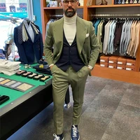 winter green tweed formal mens pants suits plus size two button groom best man coat business wedding blazer jacketpants