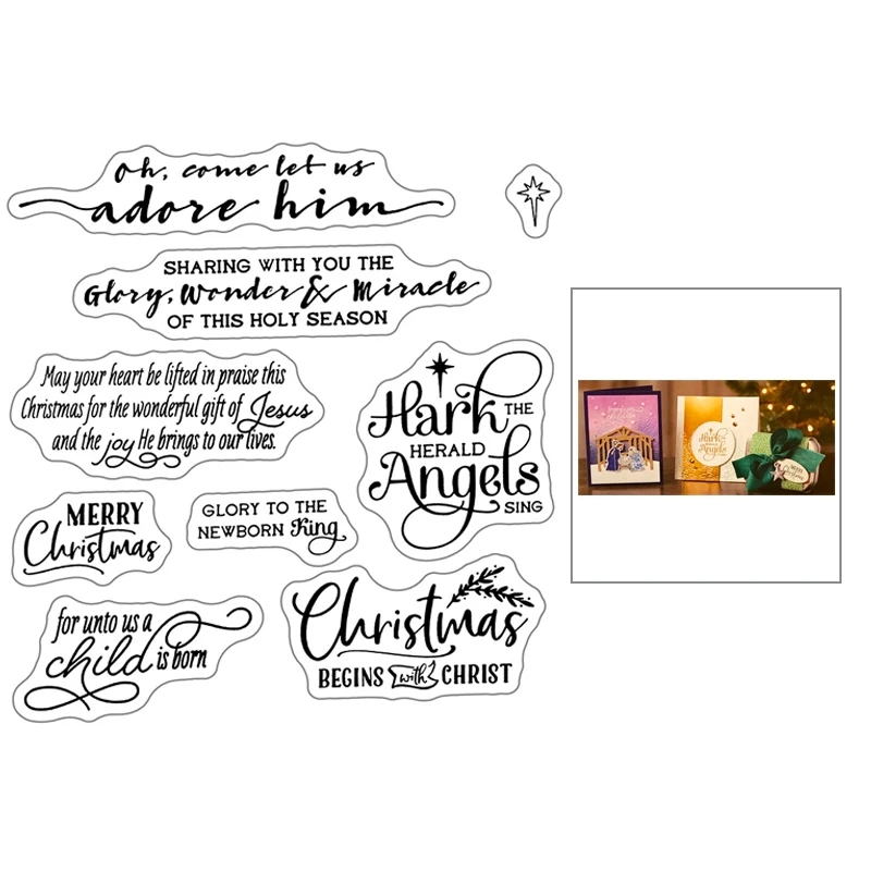 Счастливого Рождества чувственные слова прозрачные штампы и 2020 Новый Ангел